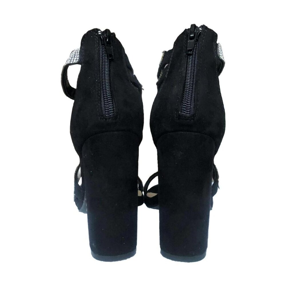 Black Rhinestone Strappy Heels - Picture 6 of 8